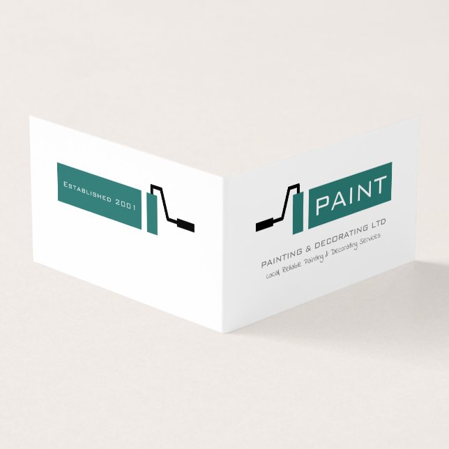 Cartão De Visita Cilindro de Tinta Teal, Pintor e Decorador Foto (Exterior)