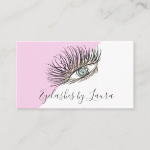 Cartão De Visita Cílios Desenhados à Mão Olhos Rosa Salão 