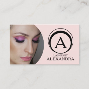 Cartão De Visita Cílios Foto Código QR Ícone Social Blush Pink Scri