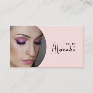 Cartão De Visita Cílios Foto Código QR Ícone Social Blush Pink Scri