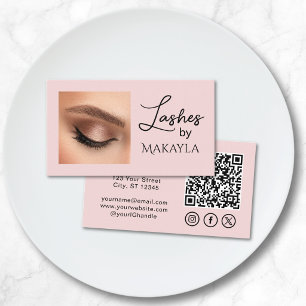 Cartão De Visita Cílios Foto Código QR Ícone Social Rosto Corado Sc