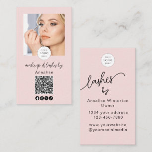Cartão De Visita Cílios Maquiagem Foto Código QR Logotipo Rosto Cor