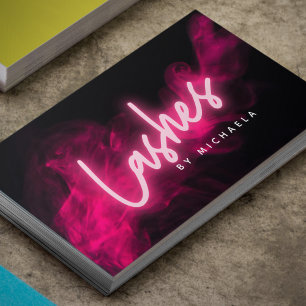 Cartão De Visita Cílios/Pestanias com Extensões de Neon Rosa Modern