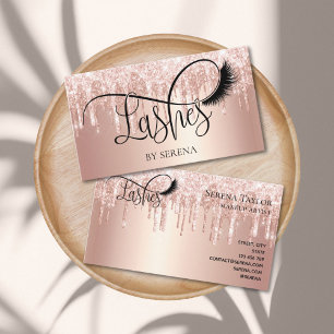 Cartão De Visita Cílios Rose Gold Lashes Artista de Maquiagem Holo 