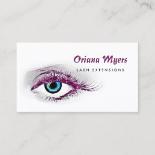 Cartão De Visita Cilios Roxos de Cosméticos Glamurosos Extensões de