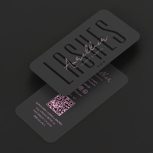 Cartão De Visita Cílios Sobrancelhas Maquiador Rosa Preto