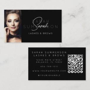 Cartão De Visita Cílios Sobrancelhas Maquiagem Código QR Foto