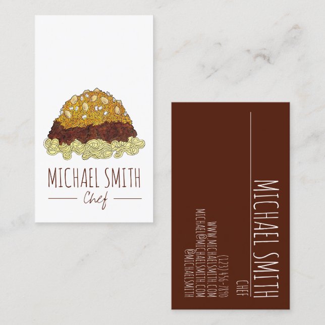 Cartão De Visita Cincinnati Chili Ohio OH Spaghetti Chili Comida (Frente/Verso)