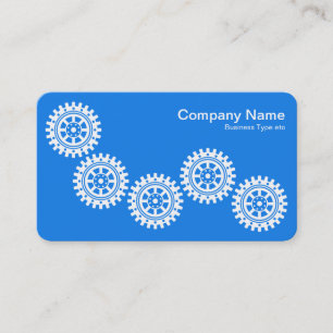 Cartão De Visita Cinco engrenagens II - Branco em Azul - Cinza Tras