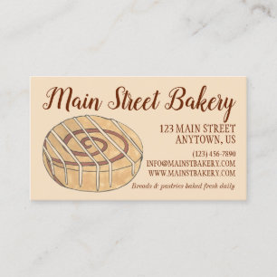 Cartão De Visita Cinnamon Roll Bun Chef Bakery Café
