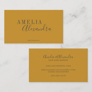 Cartão De Visita Cinza Amarela Personalizada de Boho de Script Mode