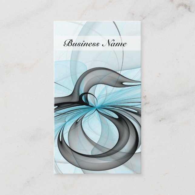 Cartão De Visita Cinza Antracite Arte Fractal Azul Moderna (Frente)