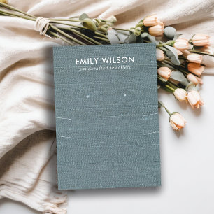 CARTÃO DE VISITA CINZA AZUL BURLAP LONG NECKLACE EARRAND (CARIMBO L