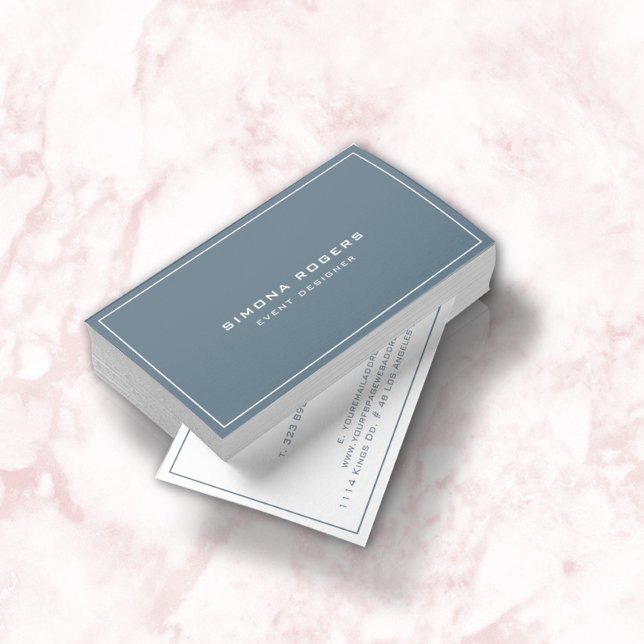 Cartão De Visita Cinza azul mínima e design de placa reversível bra (Criador carregado)
