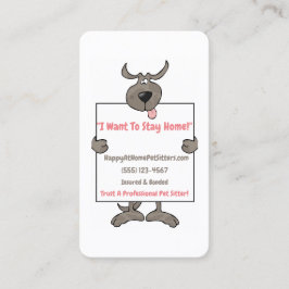 Cartão De Visita Cinza bobo Cão Segurando Picket Sitter