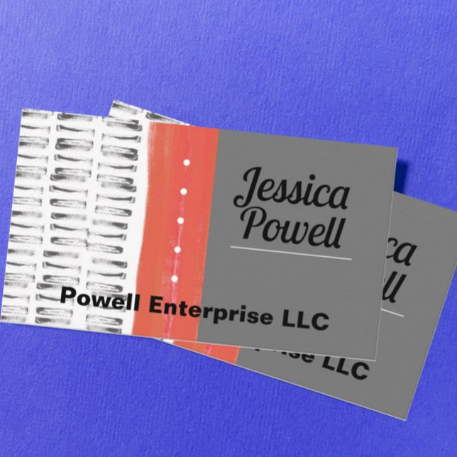 Cartão De Visita cinza branca e artística quística moderna laranja (Criador carregado)