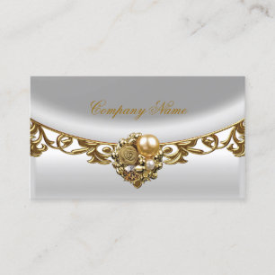 Cartão De Visita Cinza Branco Dourado Elegante Boutique Perfil Dour