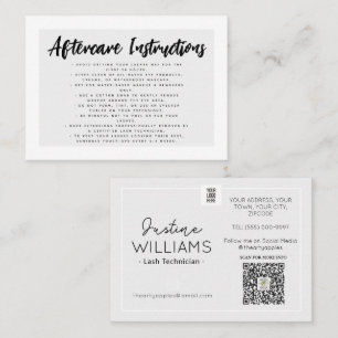 Cartão De Visita cinza branco trava Eyelash Extensões após o atendi