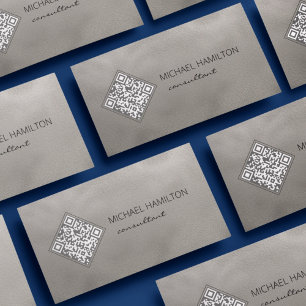 Cartão de Visita Cinza Brilhante Código QR