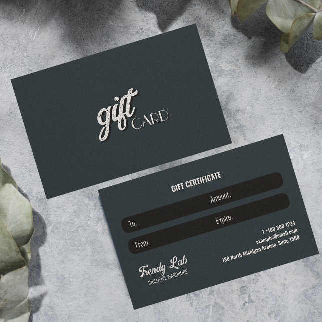 Cartão De Visita Cinza de Cinzas brancas pretas de roupas elegantes (Elegant Clothing Business Black White Gray Grey Business Card)