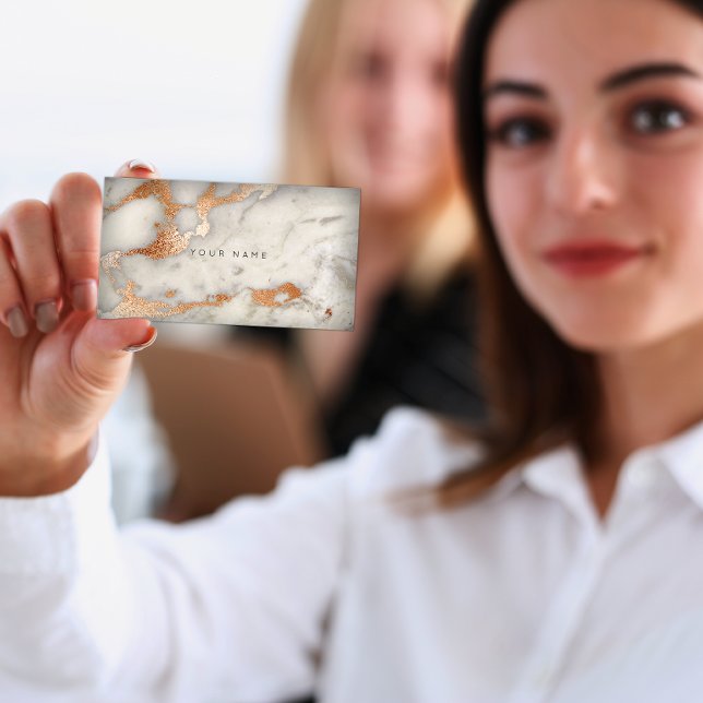 Cartão De Visita Cinza de cobre - Rosa Dourada - Glam Vip (Criador carregado)