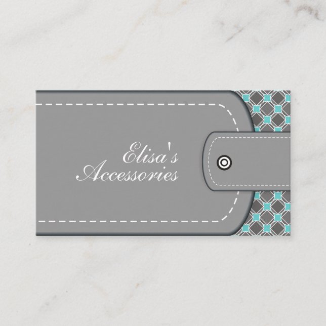 Cartão De Visita Cinza de couro e padrão personalizado (Frente)