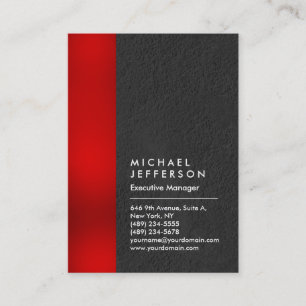 Cartão De Visita Cinza de faixa vermelha única, moderna profissiona
