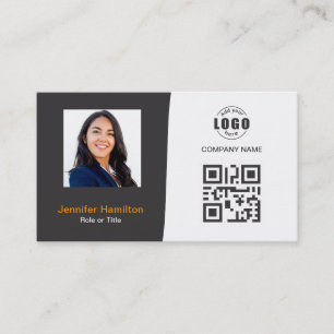 Cartão De Visita Cinza de Fotografia QRCode Personalizada Profissio