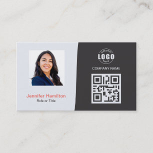 Cartão De Visita Cinza de fotos QRCode personalizadas profissionais