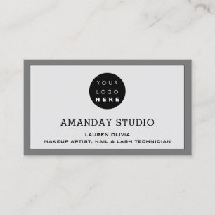 Cartão De Visita Cinza de logotipo da placa de maquilhagem profissi