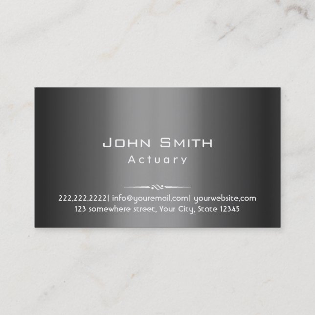 Cartão De Visita Cinza de metal preto clássico (Frente)