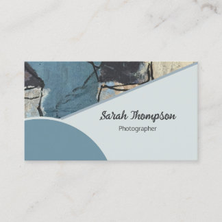 Cartão De Visita Cinza de mídia mista Cinza código QR azul