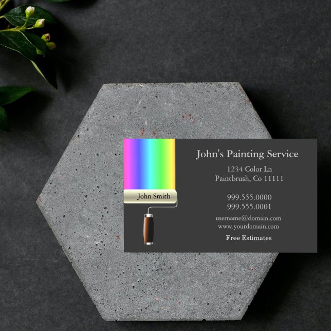 Cartão De Visita Cinza de Rolagem de Pintores (Gray Rolling Painters Business Card)