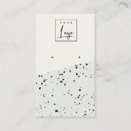 Cartão De Visita Cinza de Textura Negra Terrazzo Textura 3 Estreita