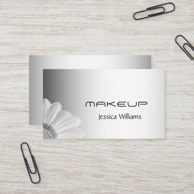 Cartão De Visita Cinza Desfocada Fundo Desfocado Gerbera Flor (Frente/Verso In Situ)