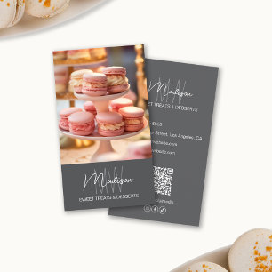 Cartão De Visita Cinza do logotipo Monograma da Bakery
