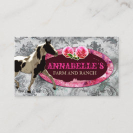 Cartão De Visita Cinza do vintage do rancho do cavalo de