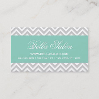 Cartão De Visita Cinza e Aqua Modern Chevron Stripes