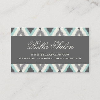 Cartão De Visita Cinza e Mint Tribal Ikat Chevron