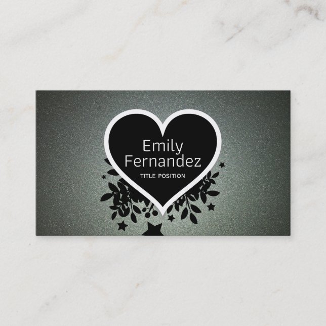 Cartão De Visita Cinza Elegante Brilhante Verde (Frente)