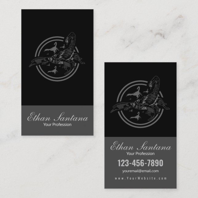 Cartão De Visita Cinza Escorpião (Frente/Verso)