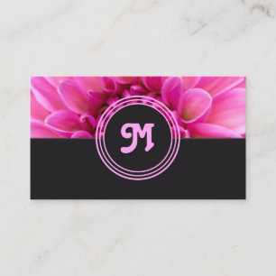 Cartão De Visita Cinza escura florista rosa-monograma elegante