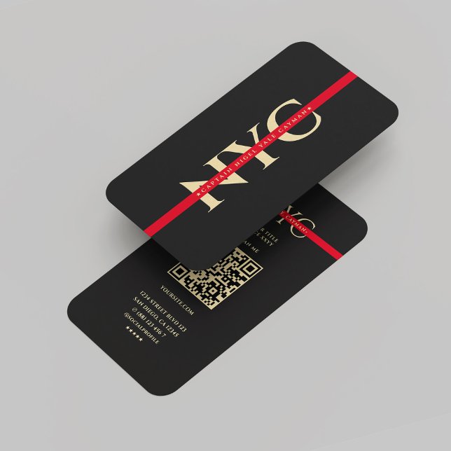 Cartão De Visita Cinza Escura Monograma do Bombeiro da Linha Vermel (Modern Red Line Firefighter Monogram Black Gold Business Card
)
