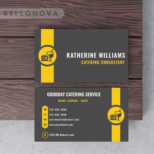 Cartão De Visita Cinza Escura Personalizada Transporte Amarelo Negr (Custom Dark Grey Black Yellow Transportation Business Card)