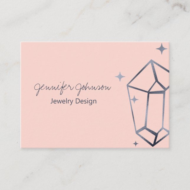 Cartão De Visita Cinza Escuro Geométrico Folha Rosa (Frente)