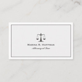 Cartão De Visita Cinza Frame Attorney Justice Scale Professional