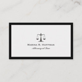 Cartão De Visita Cinza Frame Attorney Justice Scale Professional