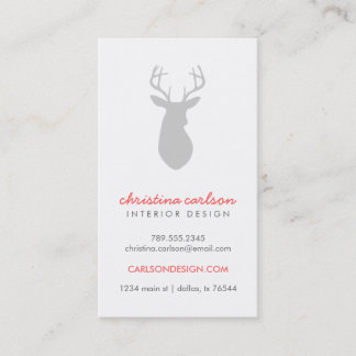 Cartão De Visita Cinza Moderno Deer & Chevron Stripes