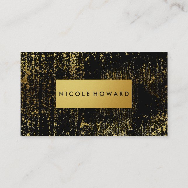 Cartão De Visita Cinza Moderno e Na moda Metálico Faux Dourado (Frente)