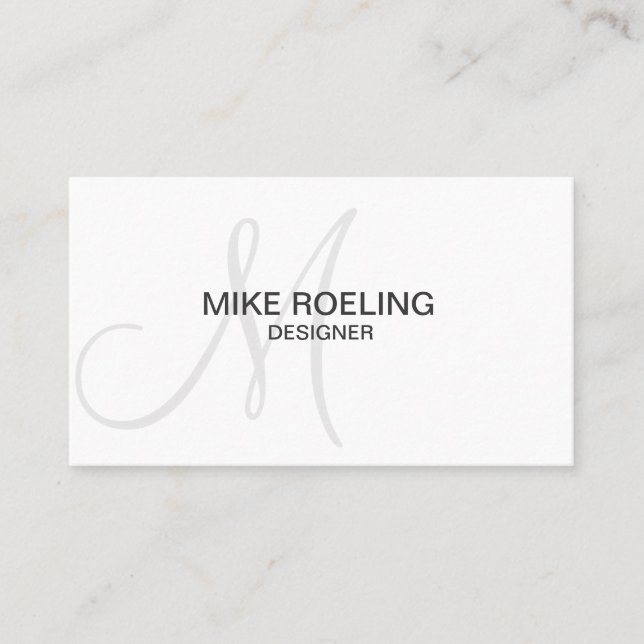 Cartão De Visita Cinza moderno elegante profissional do monograma (Frente)